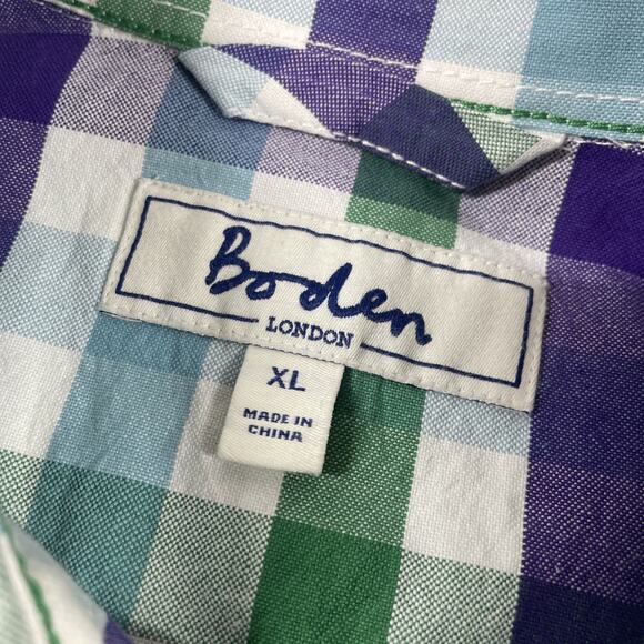 Boden Button Down Shirt Mens Extra Large Dress Shirt Plaid Cotton Easter Spring - Picture 3 of 12